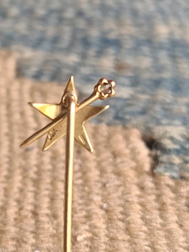 Antique Victorian 14K Gold Pearl & Diamond Starburst Stick Pin - photo 4