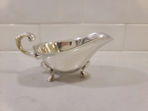 Vintage Silver Plated Gravy Boat Georgian Ornate 3 Footed - photo 2