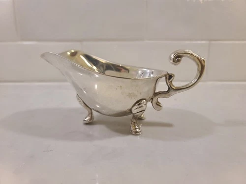 Vintage Silver Plated Gravy Boat Georgian Ornate 3 Footed - photo 5