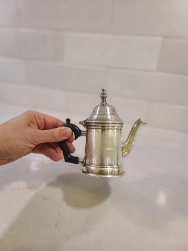 Silverplate Tiny Teapot Black Bakelite Handle Single Service Cof