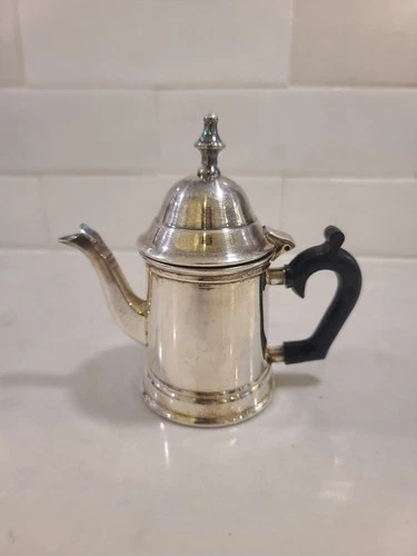 Silverplate Tiny Teapot Black Bakelite Handle Single Service Cof - photo 3