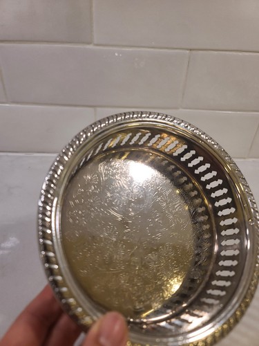 Vintage Silver Plate Round Gallery Bottle Coaster LS - photo 4
