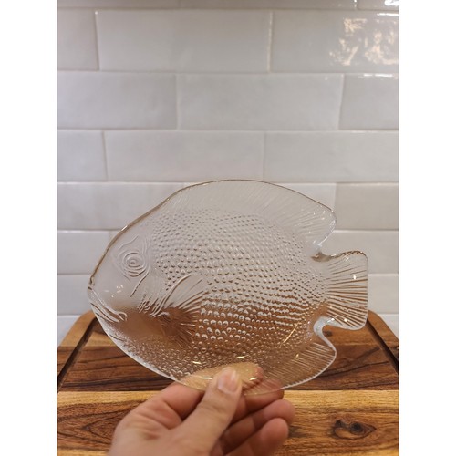 VTG Arcoroc France Fish Shaped Glass Plate - 6.5"