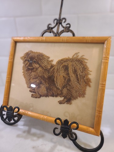 Vintage Pekingese Dog Needlepoint Framed - photo 2