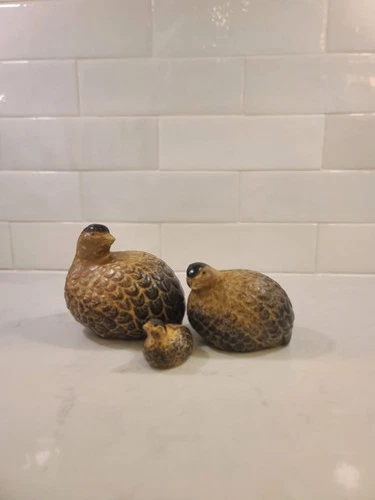 Vintage OMC JAPAN Otagiri Ceramic Quail Partridge Bird Family Fi - photo 4
