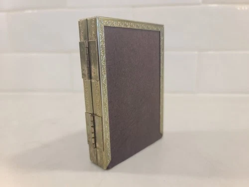 Vintage Gold Tone Metal 50s Double Picture Frame 3.5 X 2.5 - photo 4