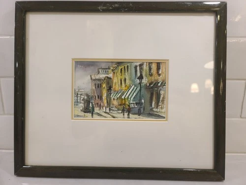 Yvan Genest Signed Watercolor Paris Street Scenes Pair