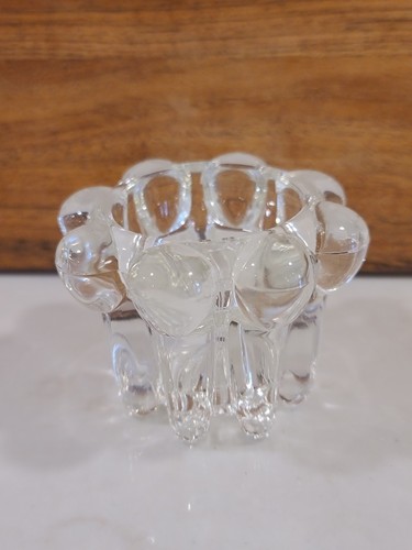 Vintage Reims France Glass Candle Holders - Set of 2
