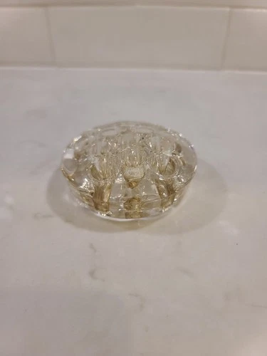 Vintage Clear Glass Flower Frog With 11 Holes - photo 2