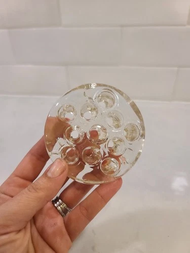 Vintage Clear Glass Flower Frog With 11 Holes - photo 4