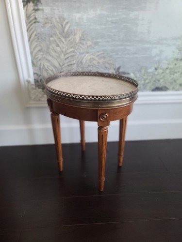 Vintage French Louis XVI Style Marble Top Side Table - photo 2