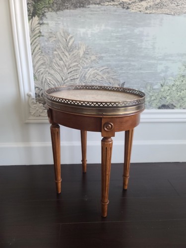Vintage French Louis XVI Style Marble Top Side Table - photo 5