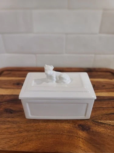 ICTC English Fine Bone China Butter Dish with Cow on Lid Vintage - photo 2