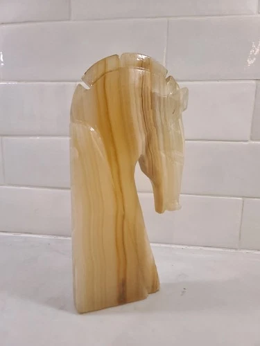 Vintage Onyx Horsehead Chess Bookend Paperweight - photo 2