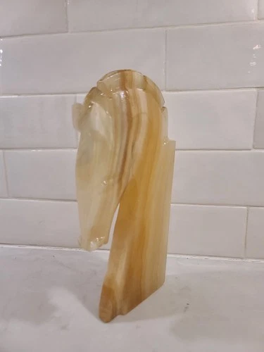 Vintage Onyx Horsehead Chess Bookend Paperweight - photo 3