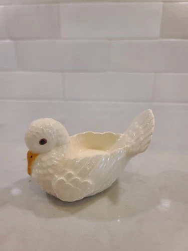 Vintage 1960's Ceramic White Dove Votive Candle Holder