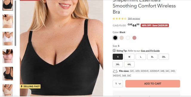 Shapermint Essentials Smoothing Comfort Wireless Bra - Black 2XL