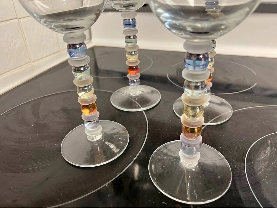 Tall whimsical wine glasses - set of 4