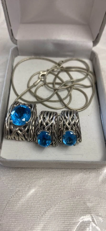 Effy Topaz & Sterling Silver Art Nouveau Earrings and Pendant - photo 3
