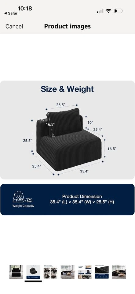New- Armless Modular Sofa Seat - photo 2