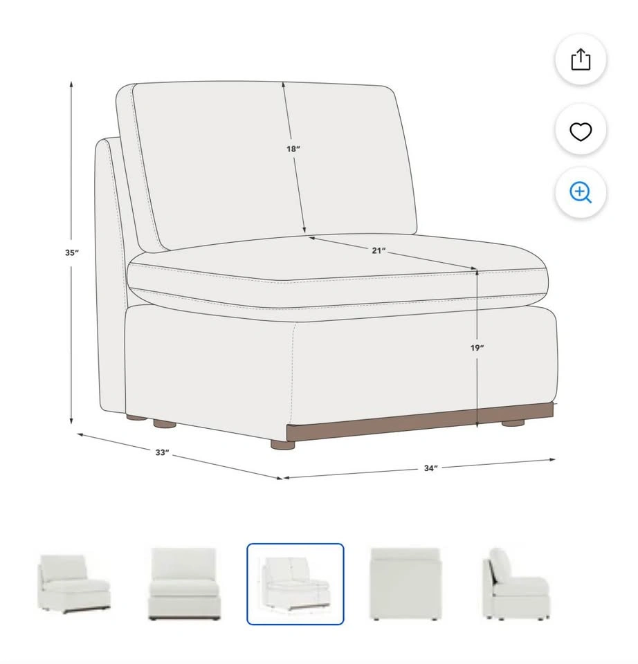 New Chita Armless Chair - Light Grey - photo 4