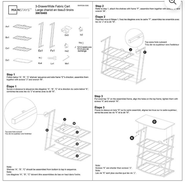 MainStays 3-Drawer Wide Fabric Cart - photo 3