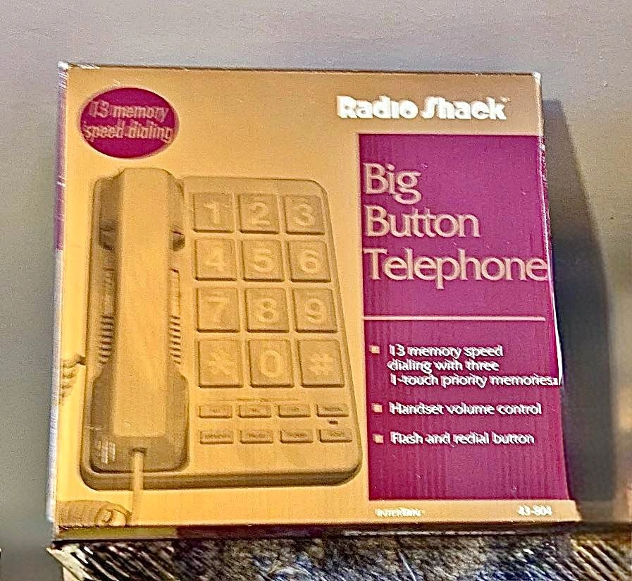 Vintage Radio Shack Big Button Telephone w/ Box