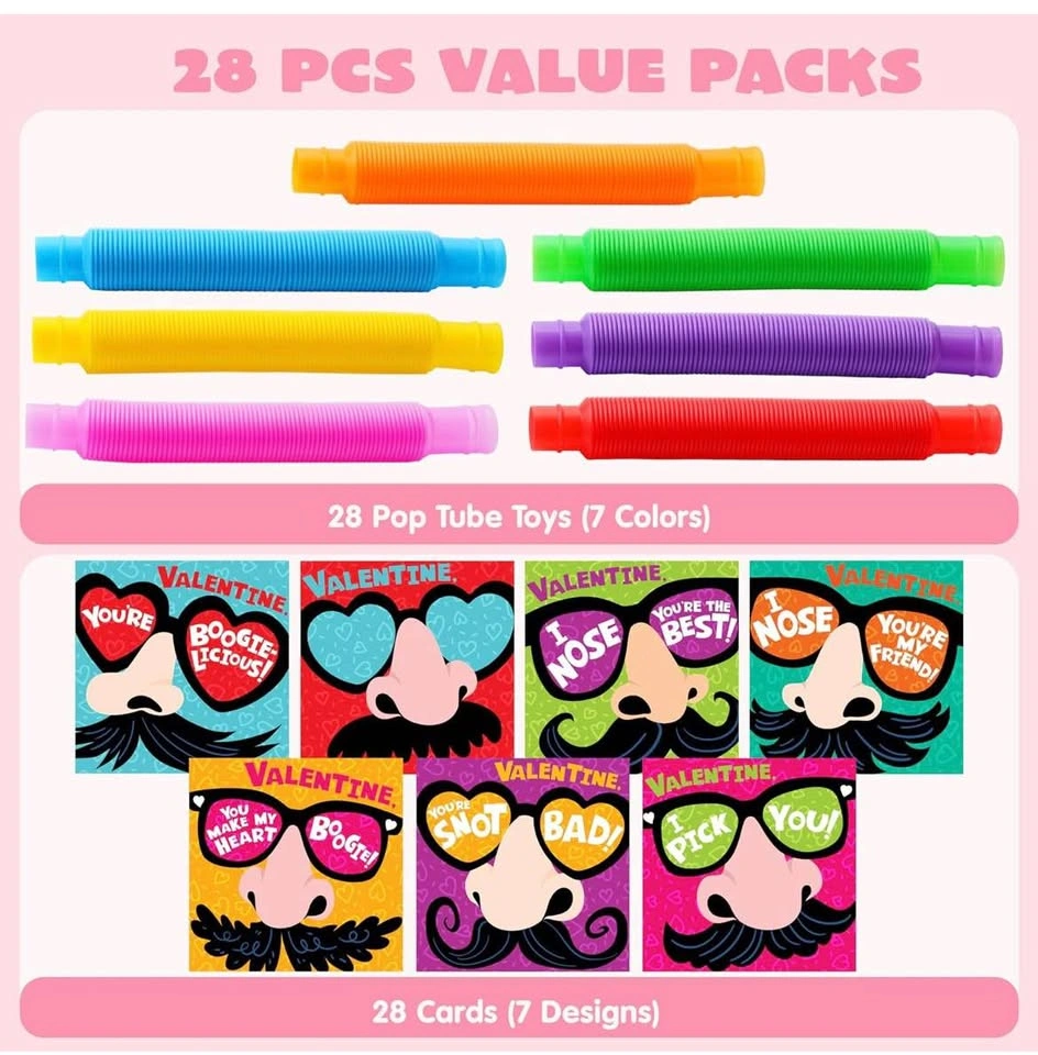 28 Packs Nose Picking Valentines Cards with Pop Tubes - photo 3