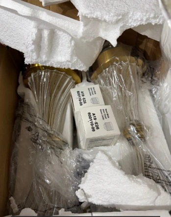 NEW Crystal Gold Glass Table Lamp Set of 2 w/ USB & AC Outlet - photo 5