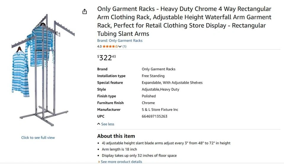 New Heavy Duty Chrome 4 Way Clothing Rack - photo 4