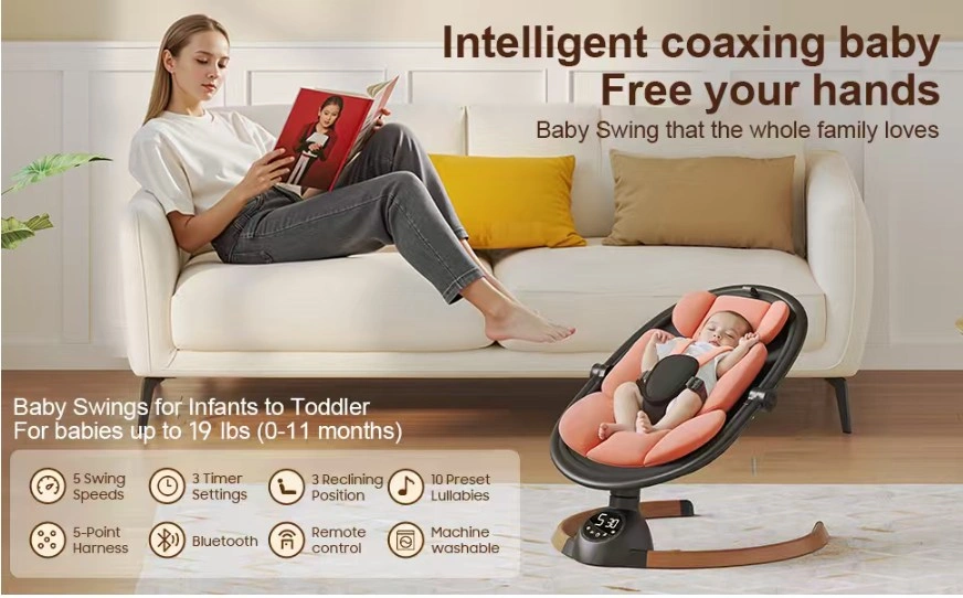 New Electric Portable Baby Swing - Bluetooth, Music, 5 Speeds - photo 3