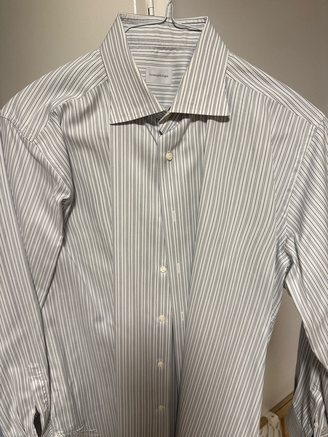 Ermenegildo Zegna Striped Dress Shirt - Size 17.5