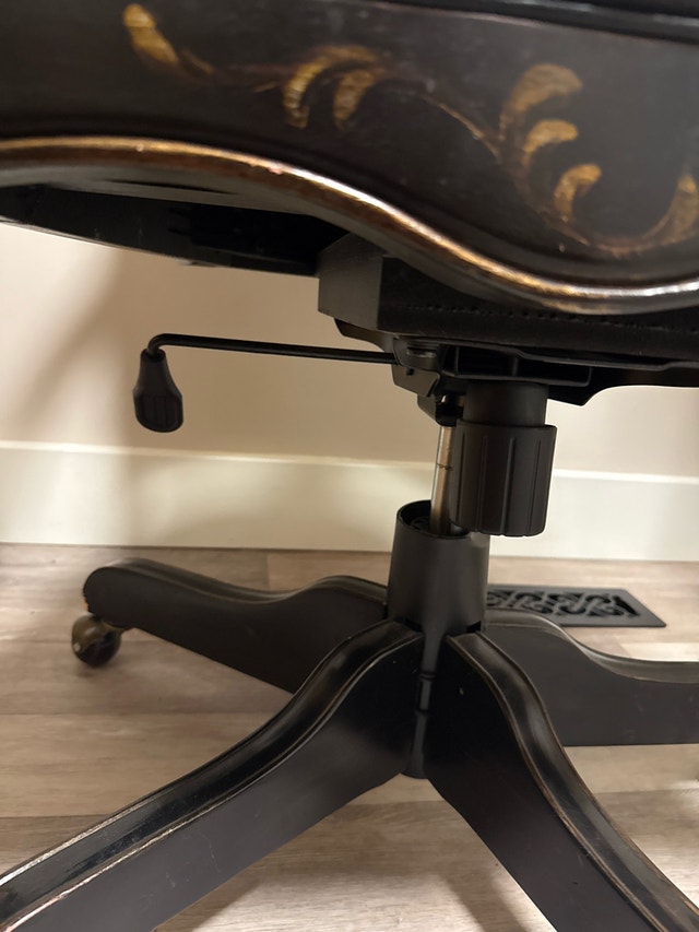 Black Leather Office Chair - Swivel, Adjustable Height - photo 2