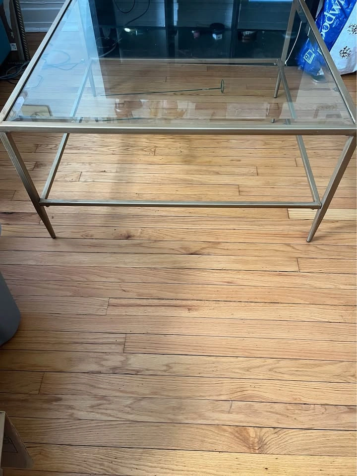 Modern Glass Top Coffee Table with Gold Frame - photo 2