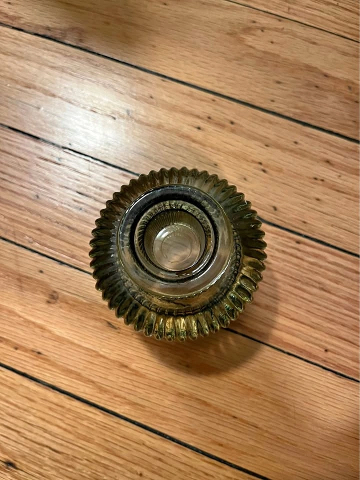 6 Green Glass Candlestick Holders