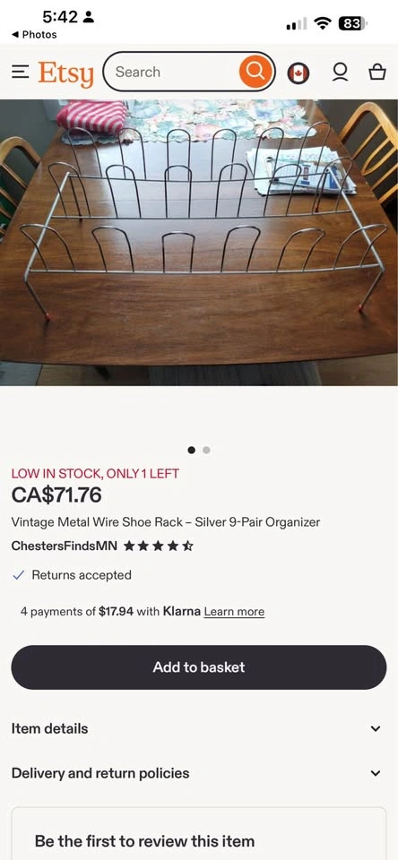 Vintage Metal Wire Shoe Rack – Silver 9-Pair Organizer - photo 2