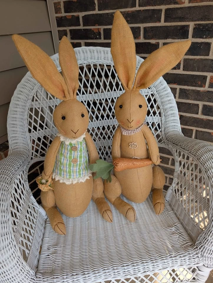 Pair of rabbit dolls. Mr & Mrs - 18 inches tall - photo 2