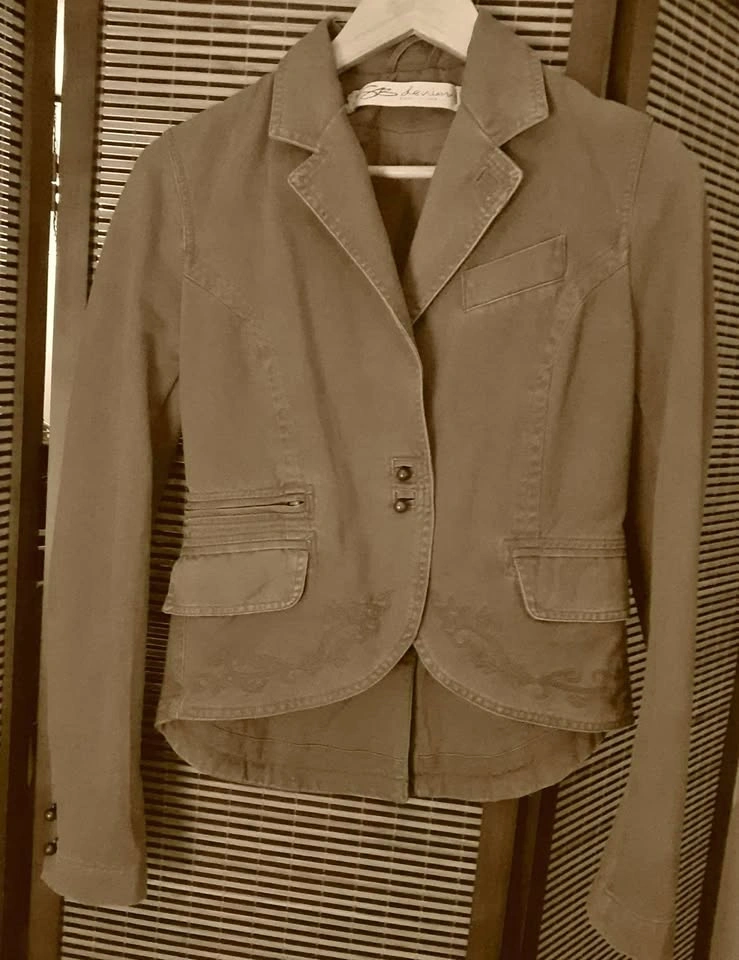 Women's Olive Green Denim Jacket - XS