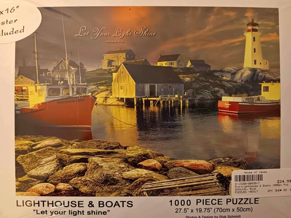 1000 Piece Puzzle + Poster (11"x16") BRAND NEW Lighthouse & Boat