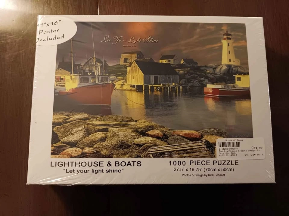 1000 Piece Puzzle + Poster (11"x16") BRAND NEW Lighthouse & Boat - photo 2