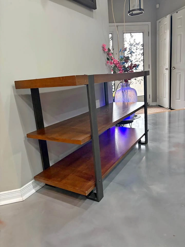 Solid Wood Console Table / TV Stand | 3-Tier Storage | Modern In