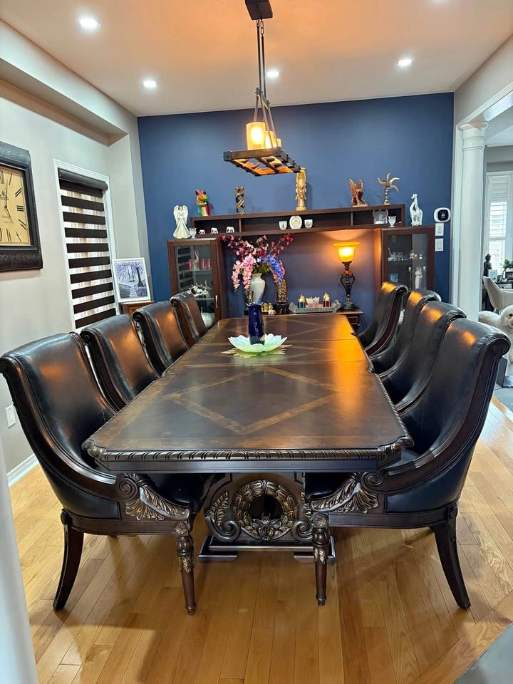 Solid Teak Wood Dining Table (10 Ft Extendable) + Chairs