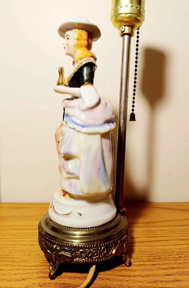 Vtg. Rare Marie Antoinette Porcelain Statue Lamp image indicator(4)