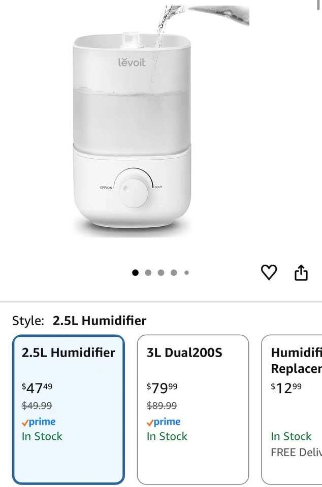 Levoit 2.5L Humidifier + Extra Filters – Like New - photo 3