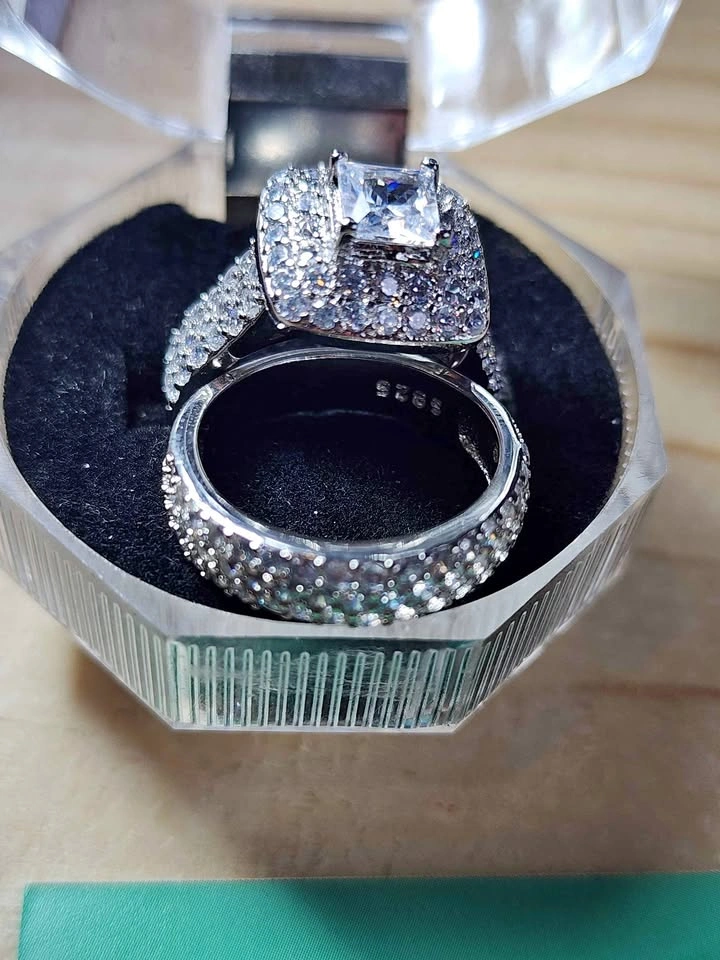 Certified S925 Engagement Ring with Band - Size 5