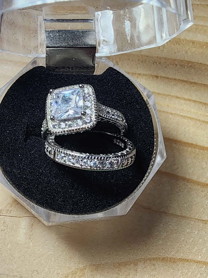 Certified S925 Engagement Ring with Band - Size 5 - photo 3