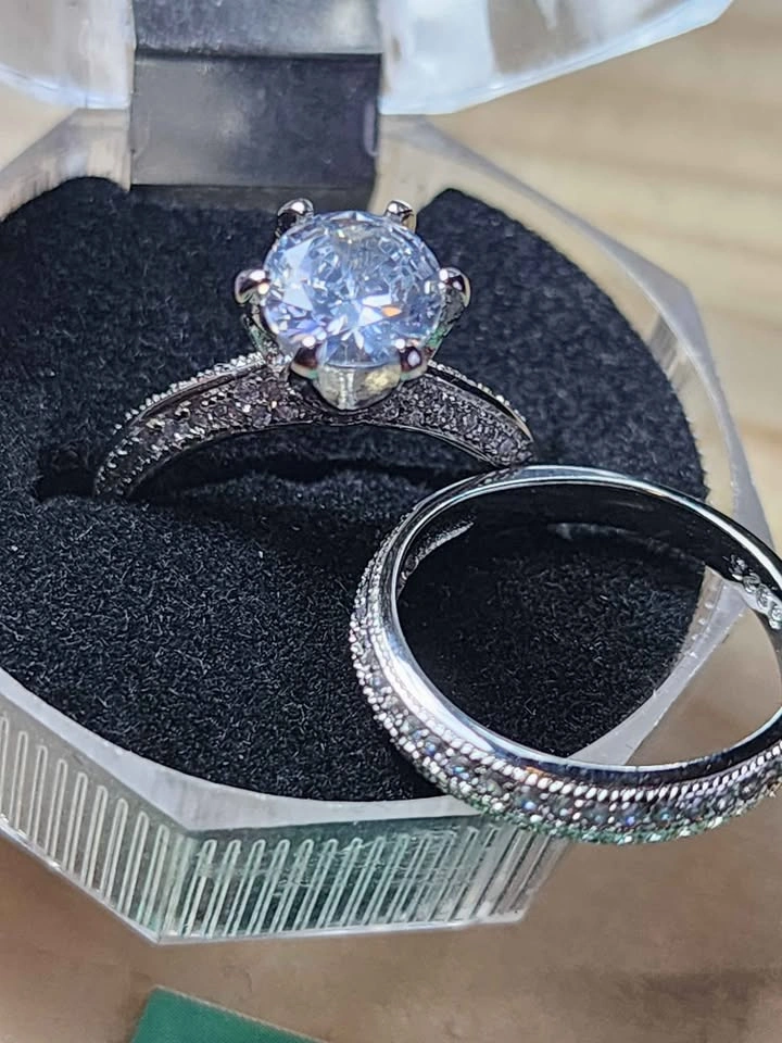 Certified S925 Engagement Ring with Band - Size 5 - photo 5