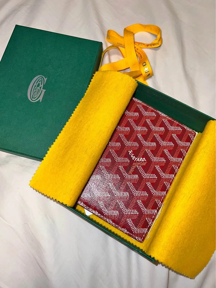 Authentic Goyard Red Passport Holder Wallet with Box