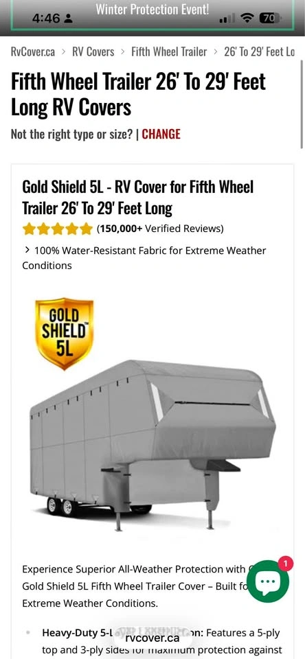 North East Harbour Fifth Wheel Trailer RV Cover (26-29ft)