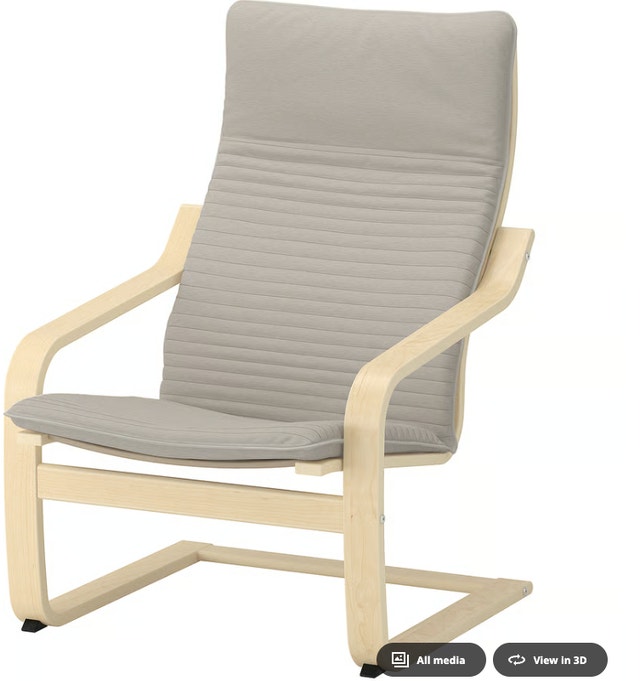 IKEA POÄNG Armchair - Birch Veneer / Light Beige
